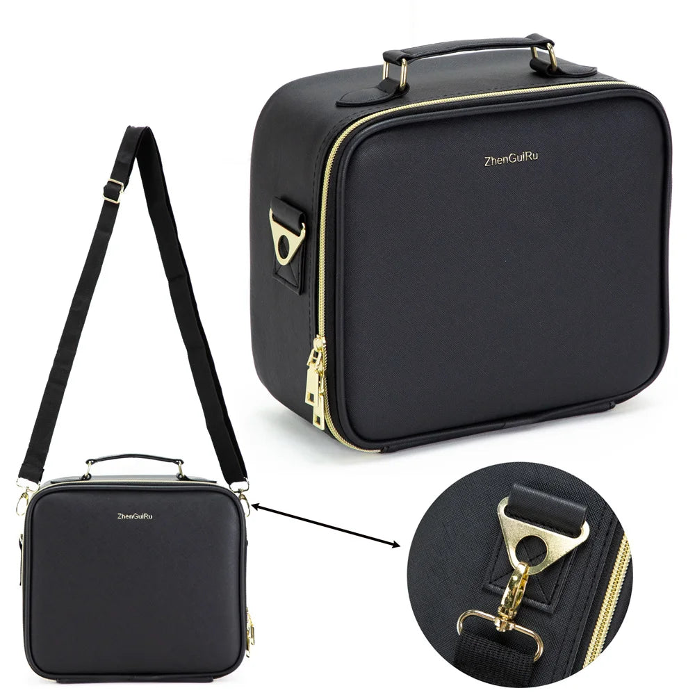 PU Leather Makeup Bag with Mirror 2024 New Leather Multi-Functional Women Cosmetic Case Large Capacity Water-resistant Bag