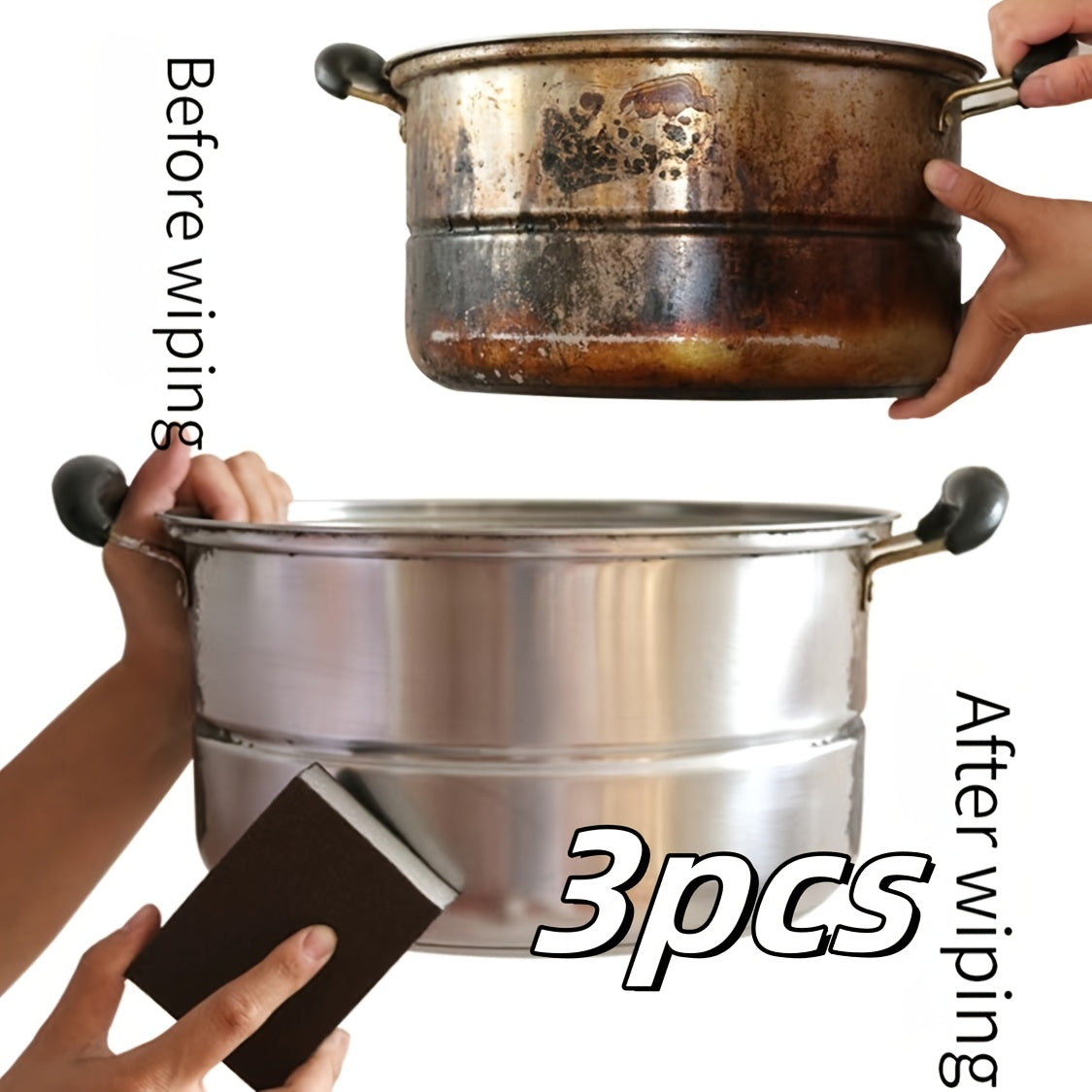 1/3/6/9pcs, Emery Magic Wipe, Pot Bottom Cleaning Descaling Sponge, Pot Sponge Brush, Iron Rust Removal Sponge, Dishwashing Sponge Block, Scouring Pads, Power Decontamination, Cleaning Supplies, Cleaning Tool, Back To School