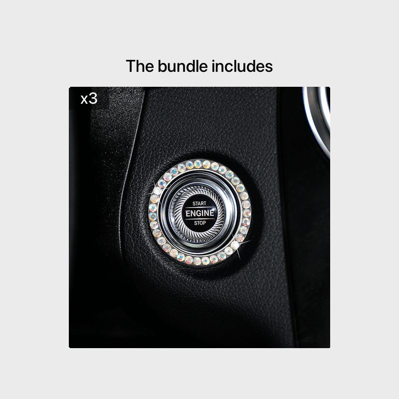 Zinc Alloy Ignition Button Cover with Sparkle Effect - "START STOP" Design, Plated, Easy Installation, Fits Most Vehicles, Ignition System Upgrade | Sparkling Button Cover | Glossy Finis