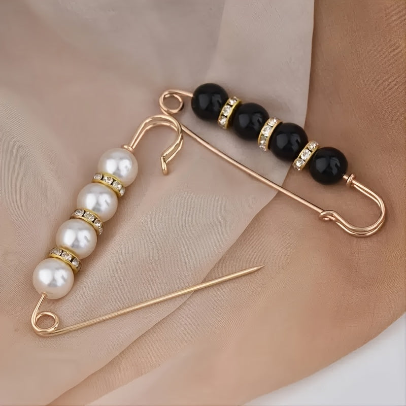 Sweater Shawl Clips Faux Pearl Brooch Pins Clothing Dress Pants Skirt Waist Decorative Collar Safety Pins For Women