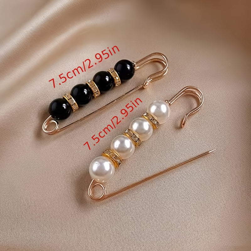 Sweater Shawl Clips Faux Pearl Brooch Pins Clothing Dress Pants Skirt Waist Decorative Collar Safety Pins For Women