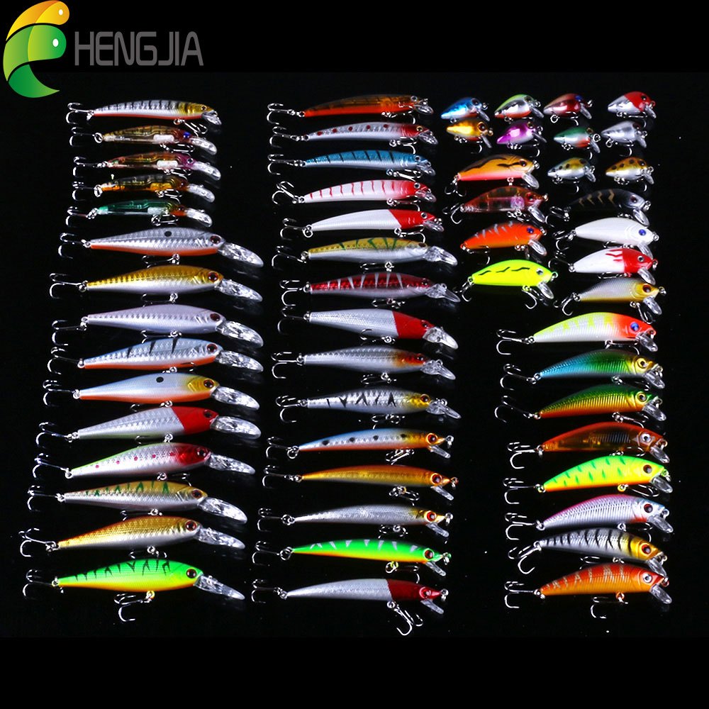 [56pcs Fishing Lures Kit] 56pcs Fishing Lures Kit | Crankbait Tackle Minnow Popper Pencil Swimbaits Hook Hard Baits Set for Pike Carp Bass Freshwater Saltwater | Christmas Gift for Man