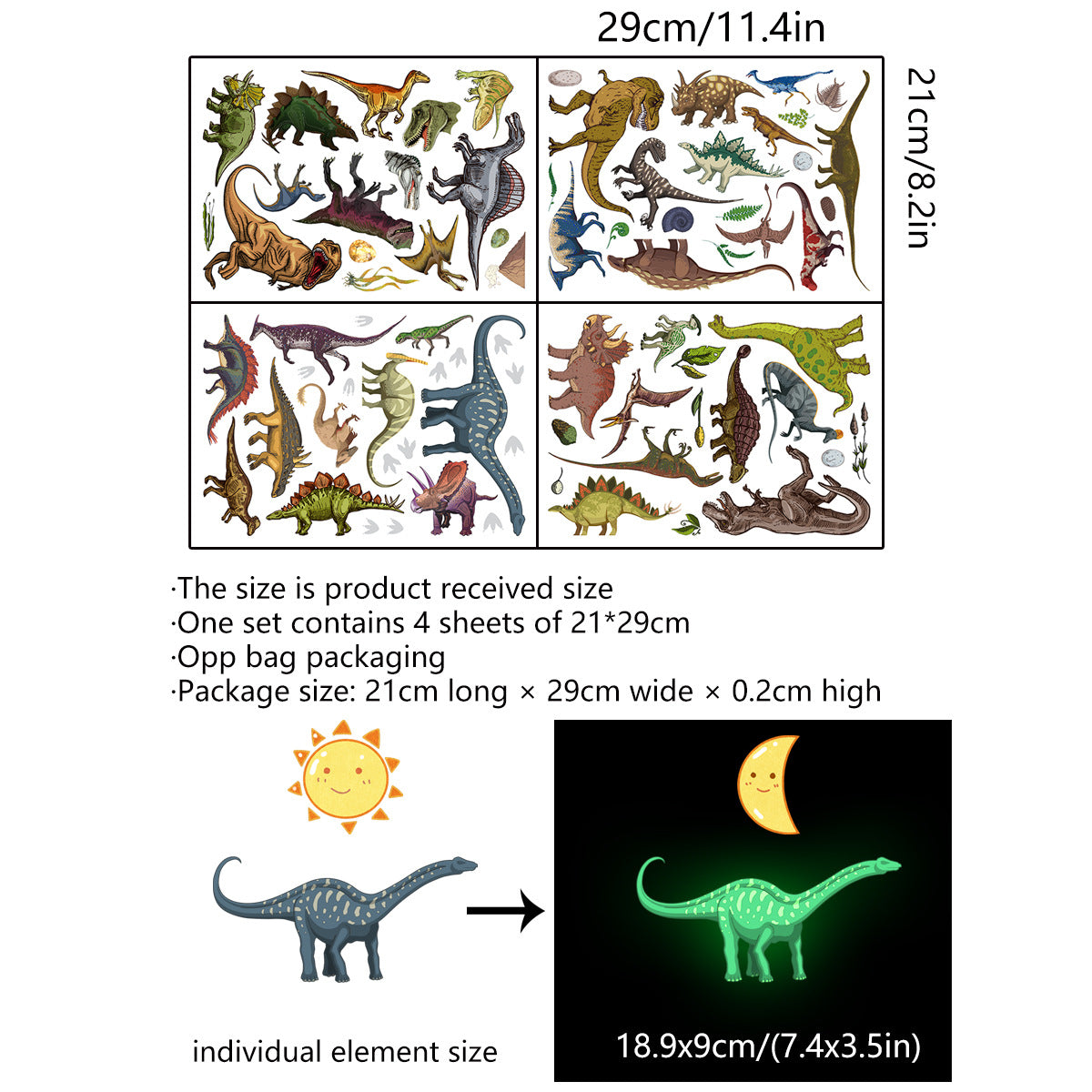 1 Set, Glow In The Dark, Dinosaur Wall Stickers, Removable Waterproof Stickers, Wall Decor For Living Room Bedroom, Home Decor