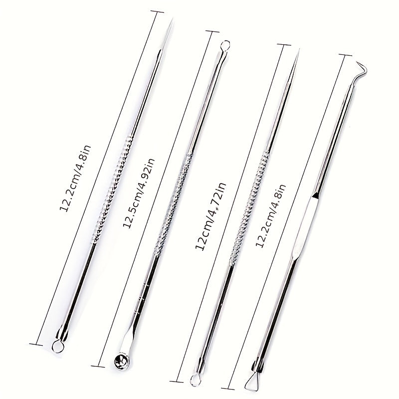[4pcs Blackhead Needle Remover] 4pcs/set Acne Blackhead Needle Black Spot Pimple Blemish Remover Skin Care Women Beauty Acne Care Pore Cleanser Needle Hook
