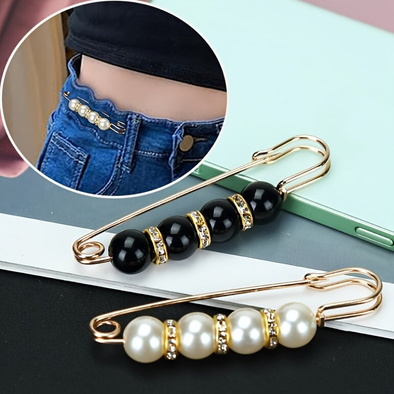 Sweater Shawl Clips Faux Pearl Brooch Pins Clothing Dress Pants Skirt Waist Decorative Collar Safety Pins For Women