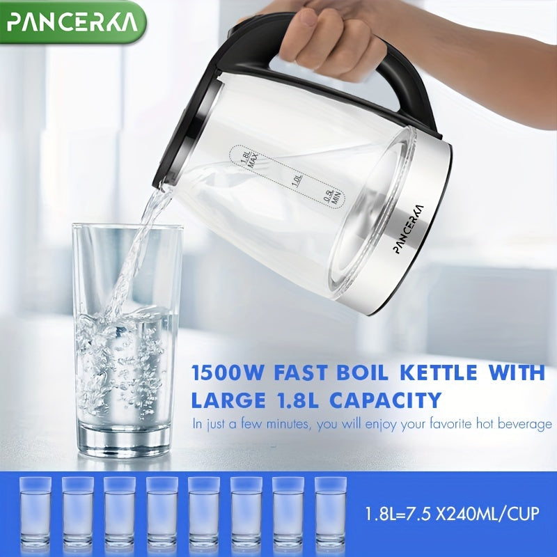 2L Rapid Boil Electric Kettle - Large Capacity, 1100W Fast Heating, Easy Cleaning, Boil-Dry Protection, Stainless Steel Filter, BPA Free, Auto Shut Off - Perfect Hot Water Boiler for Coffee and Tea Maker, Black