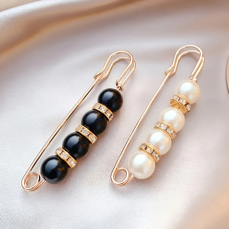 Sweater Shawl Clips Faux Pearl Brooch Pins Clothing Dress Pants Skirt Waist Decorative Collar Safety Pins For Women