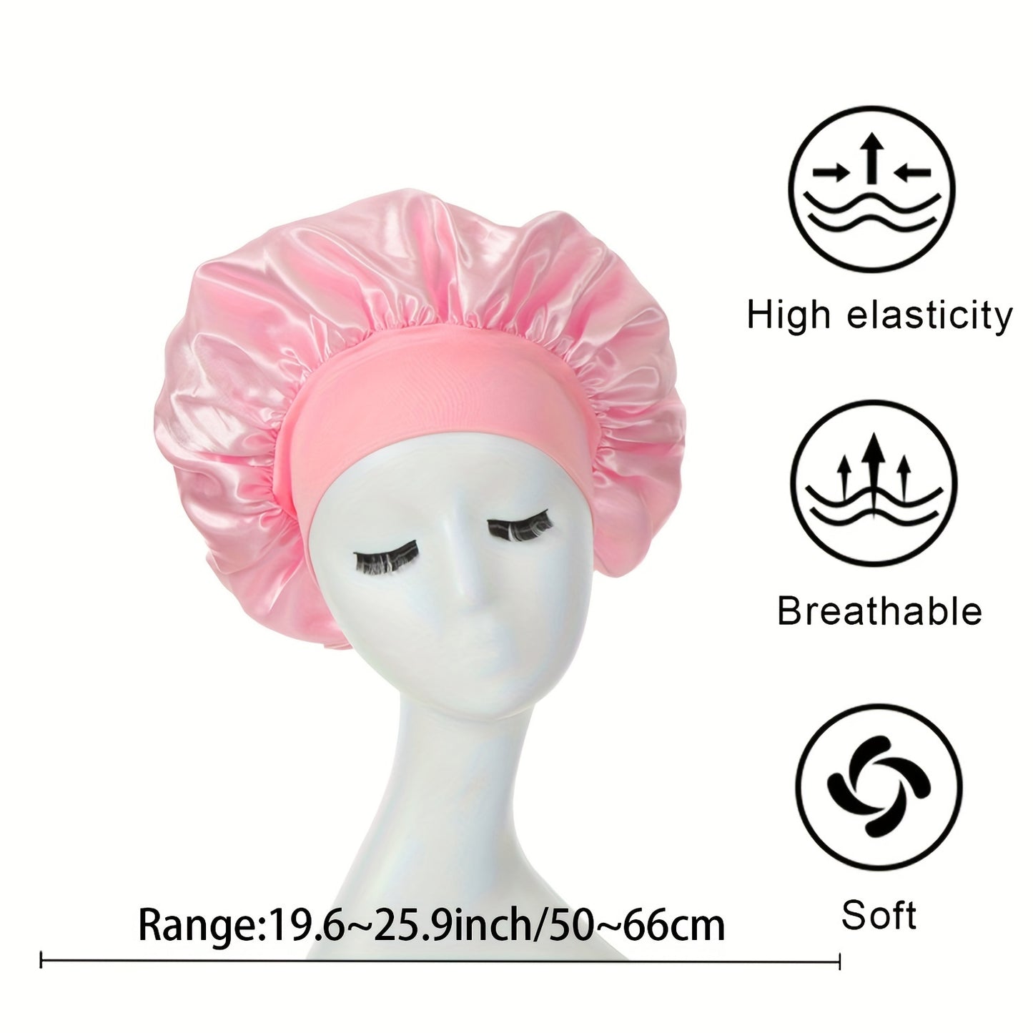 1pc Silky Satin Bonnet for Curly Hair - Wide Band Night Sleep Cap for Girls and Women - Soft and Comfortable Hair Cover for Sleeping and Styling