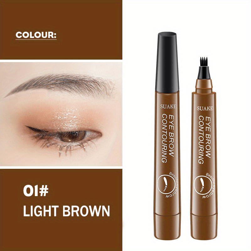 1pc Waterproof Eyebrow Pen - Microblading Eyebrow Pencil with a Micro-Fork Tip Applicator - Creates Natural Looking Brows Makeup Effortlessly