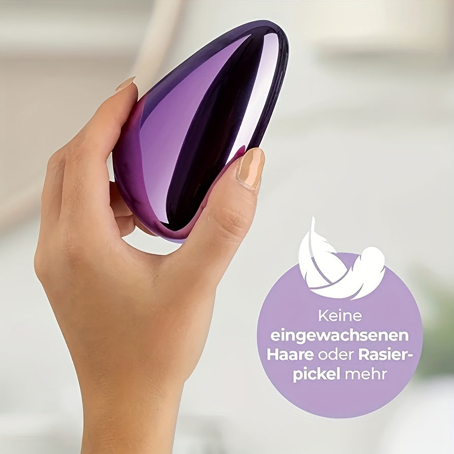 [Reusable Painless Hair Eraser] Waterproof Nano Hair Eraser for Men & Women - Scent-Free, Reusable & Washable, Painless Exfoliator for Smooth Skin on Back, Arms, Legs & Bikini Area, Portable Epilator with Purple Handle