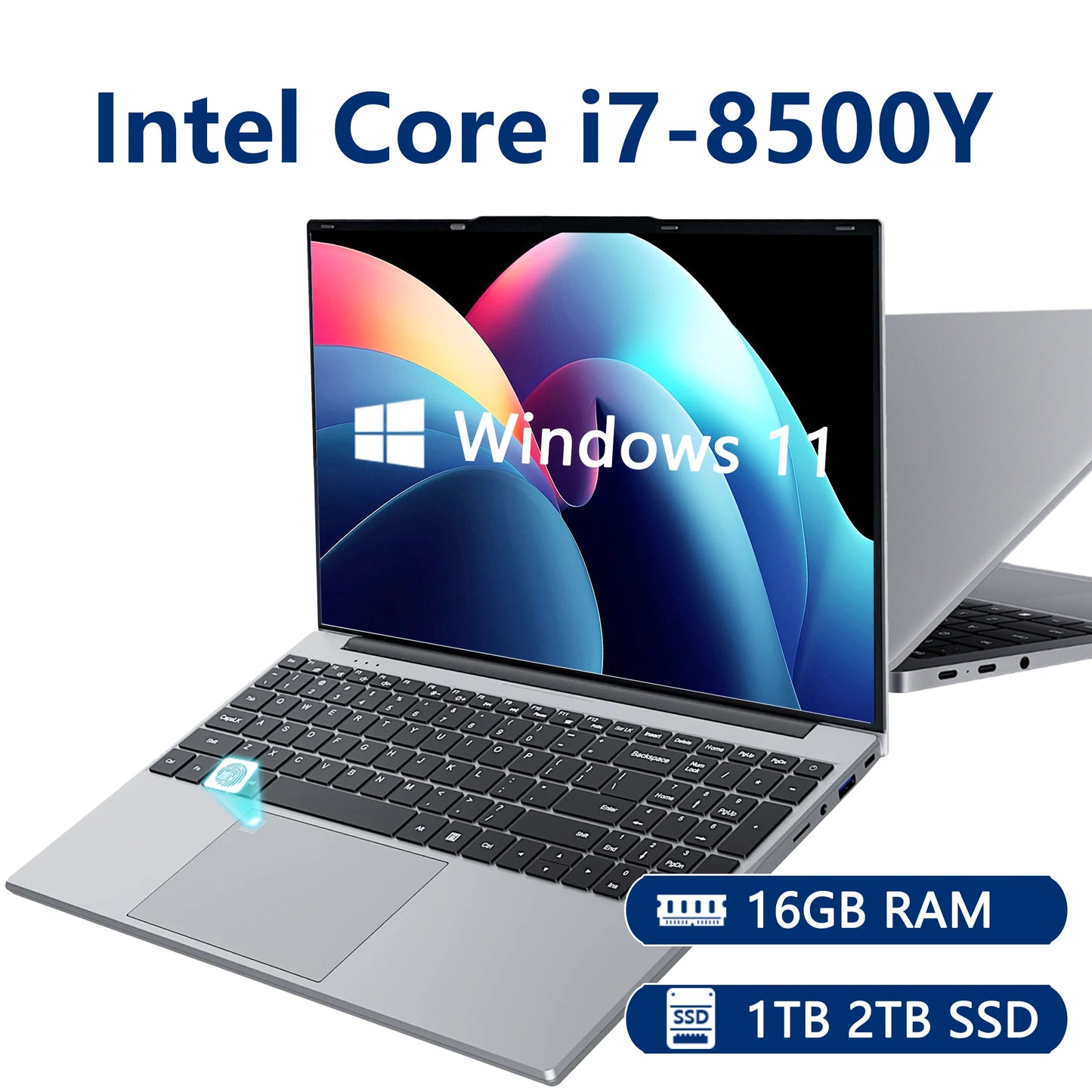 Windows 11 Intel Core i7 8500Y N4000 15.6 inch Portable Laptop Fingerprint Unlock Notebook 16GB 1TB 2TB Gaming Laptops Computer