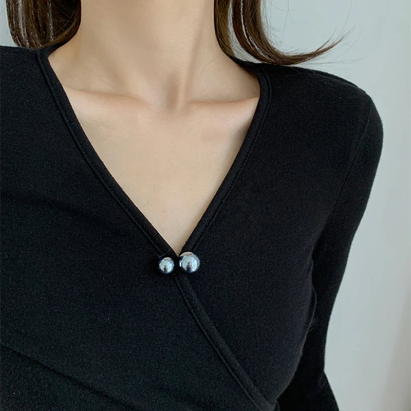 Pearl Brooches Set Waist Buckle Cardigan Jeans Button Brooch Pins Women Sweater Coat Anti Fall Pearls Clothes Pin Decoration