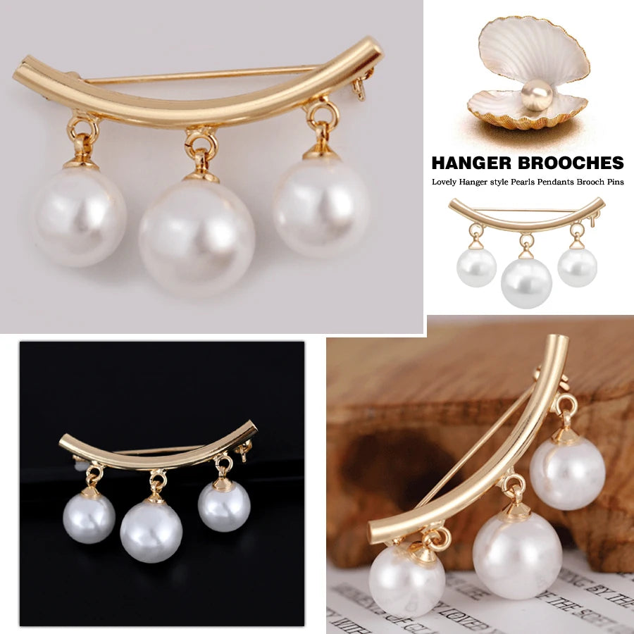 Pearl Brooches Set Waist Buckle Cardigan Jeans Button Brooch Pins Women Sweater Coat Anti Fall Pearls Clothes Pin Decoration