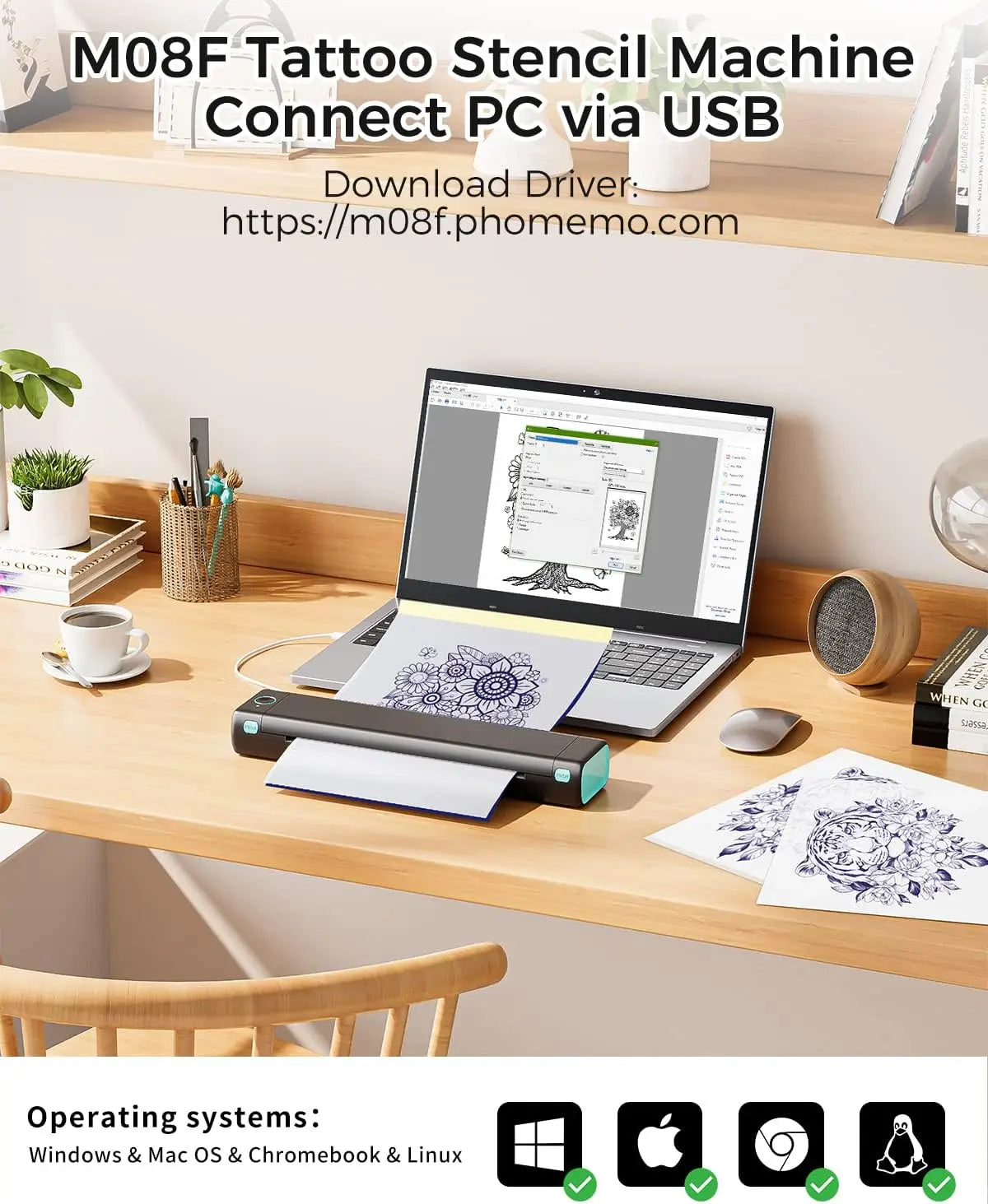 Phomemo M08F A4 Thermal Paper for M08F, PJ762/PJ763MFi, MT800/MT800Q, A4 Portable Printers, M08F Printer Paper, 8.27" x 11.69"