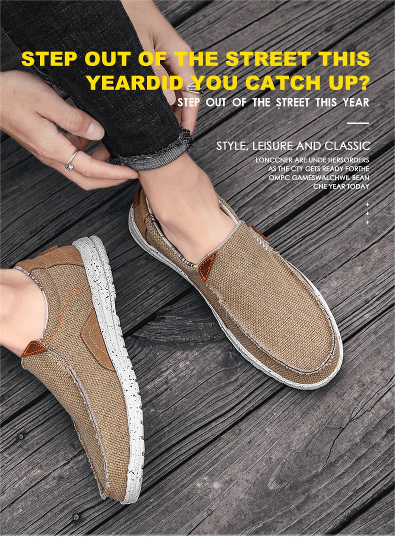 Summer Breathable Sneakers Men Canvas Shoes Slip On Loafers Men Comfty Casual Men Shoes Lightweight Flats Men Walking Zapatos