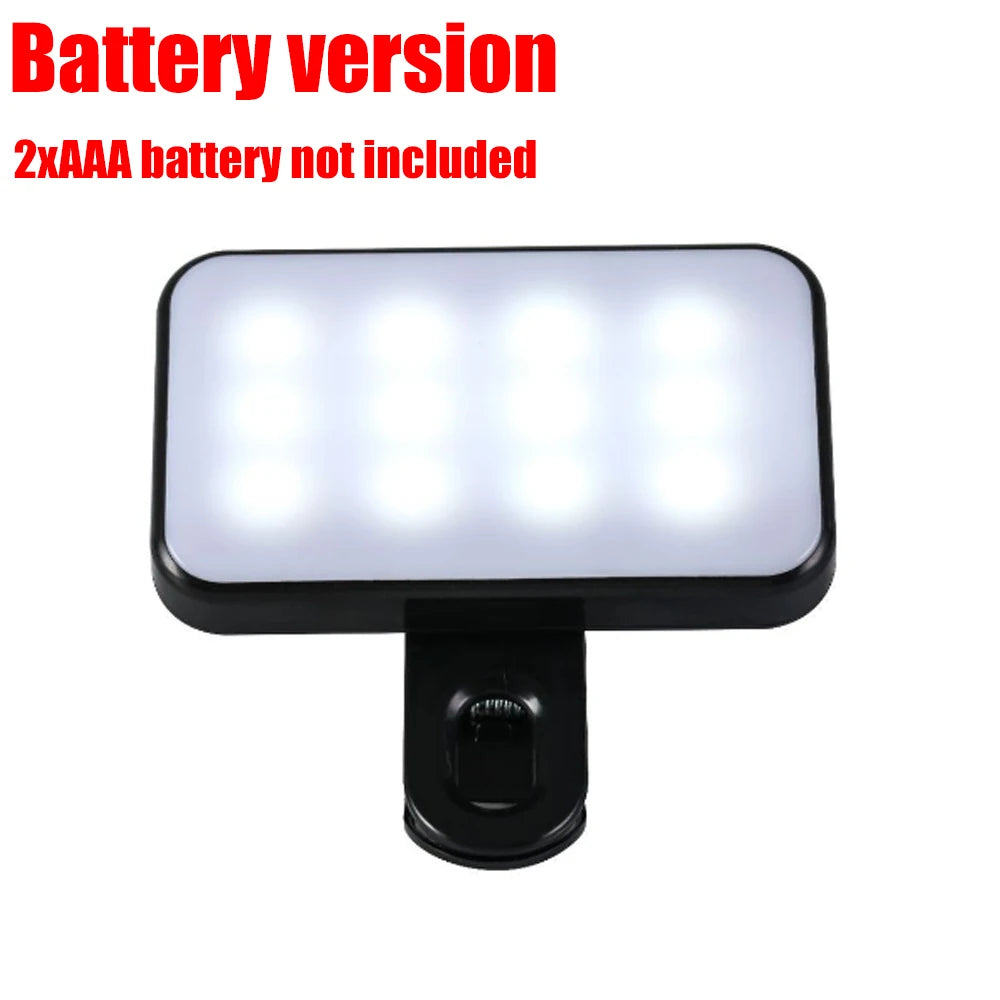 Portable Mini Selfie Fill Light Rechargeable Clip 3 Modes Adjustable Brightness On For Phone Laptop Tablet Meeting Make Up ﻿
