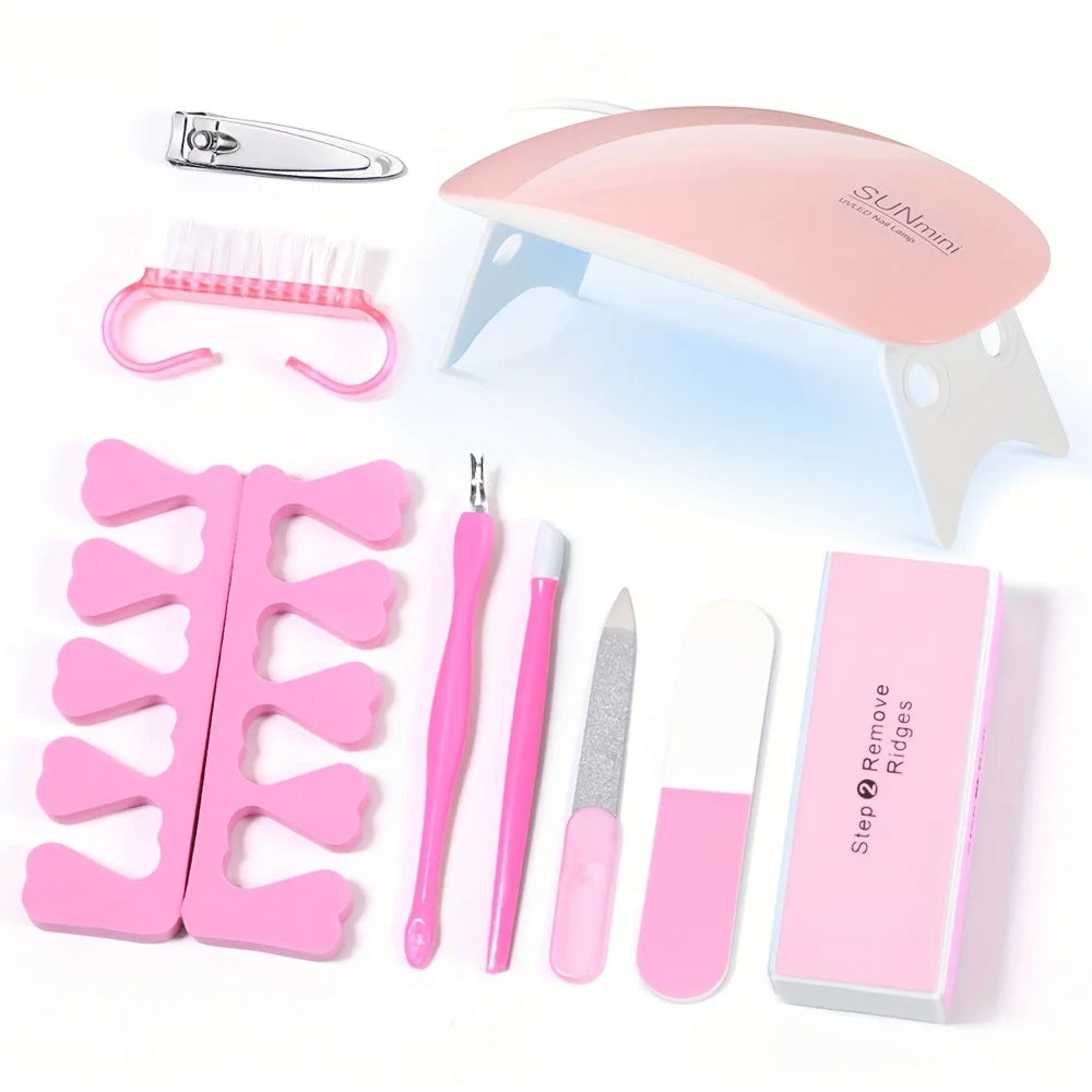YIKOOLIN 46-Piece Essential Manicure Tool Set With LED UV Nail Lamp Gel Curing Machine Electric Nail File Drill Manicure Tools