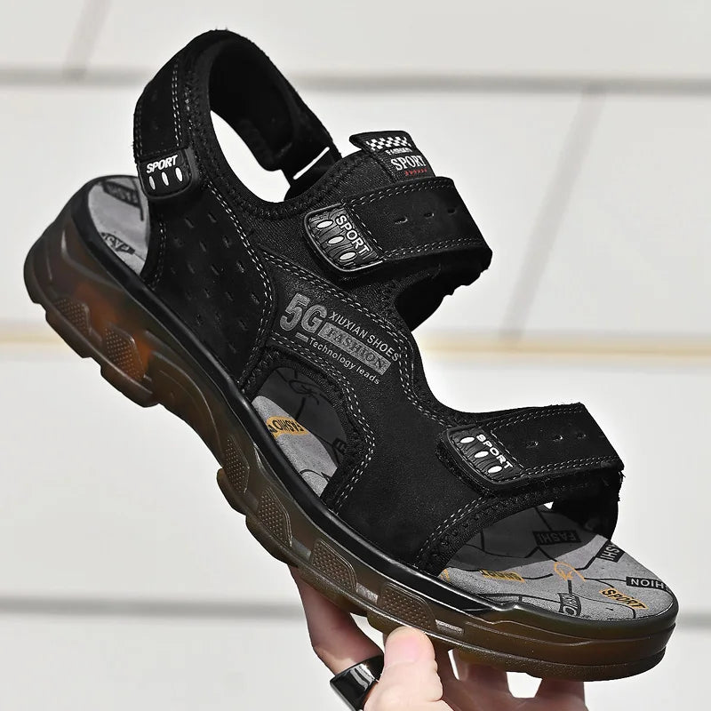 2023 Men Sandals Leather Men Summer Shoes Man Casual Comfortable Barefoot Sandals Men Pentoufle Homme Summer Sandals Men