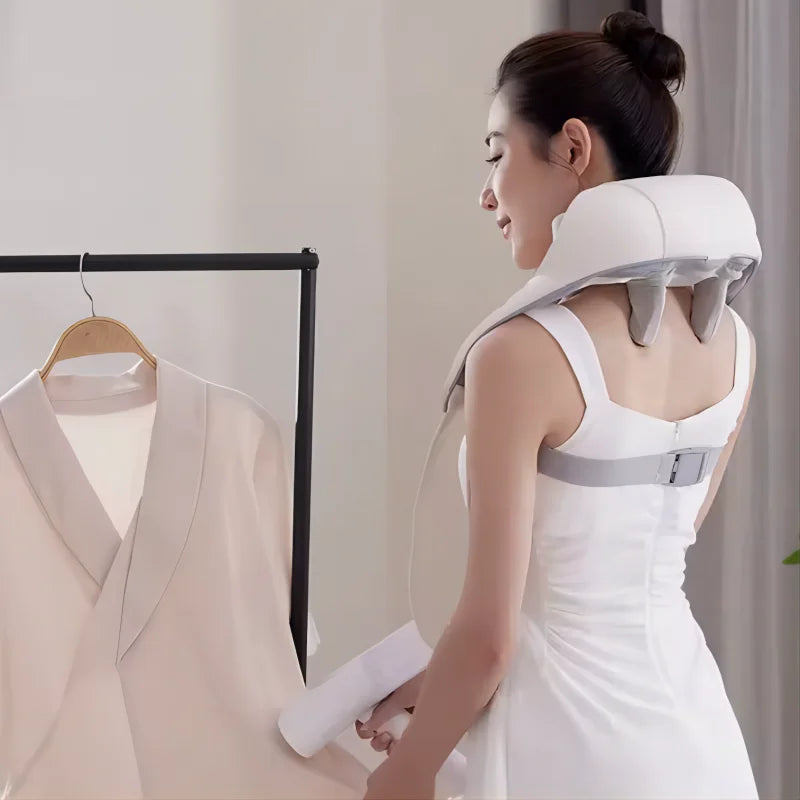 Shiatsu Back Shoulder and Neck Massager with Heat Cordless Deep Tissue 6D Kneading Massage Pillow Massage Shawl for Muscle Relax