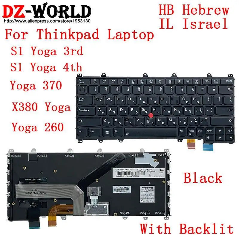 US English GR GK KR ARA TH HB IL KZ RU TW Backlit Keyboard For Lenovo Thinkpad S1 4th X380 Yoga 370 260 Laptop 01AV675 01AV688