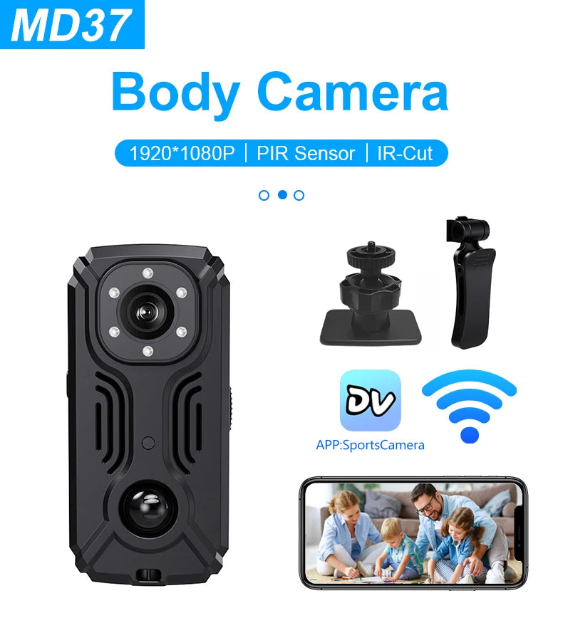 Video Body Camera Smart Camera HD 1080P Recorder Motion Activated Small For Car Nanny Cam