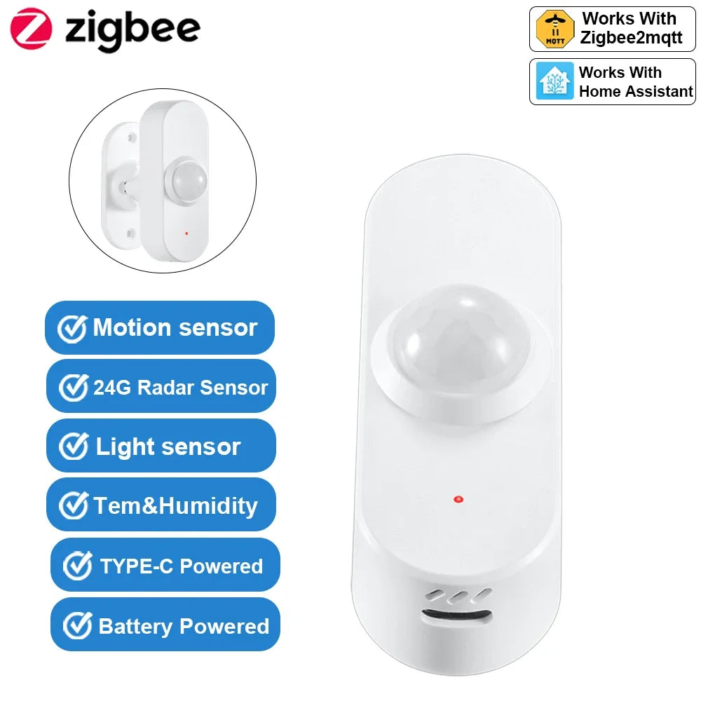 Smart Zigbee Human Presence Sensor 24G Mmwave Radar Motion Light Detector Smart Home Optional Temperature And Humidity Detection