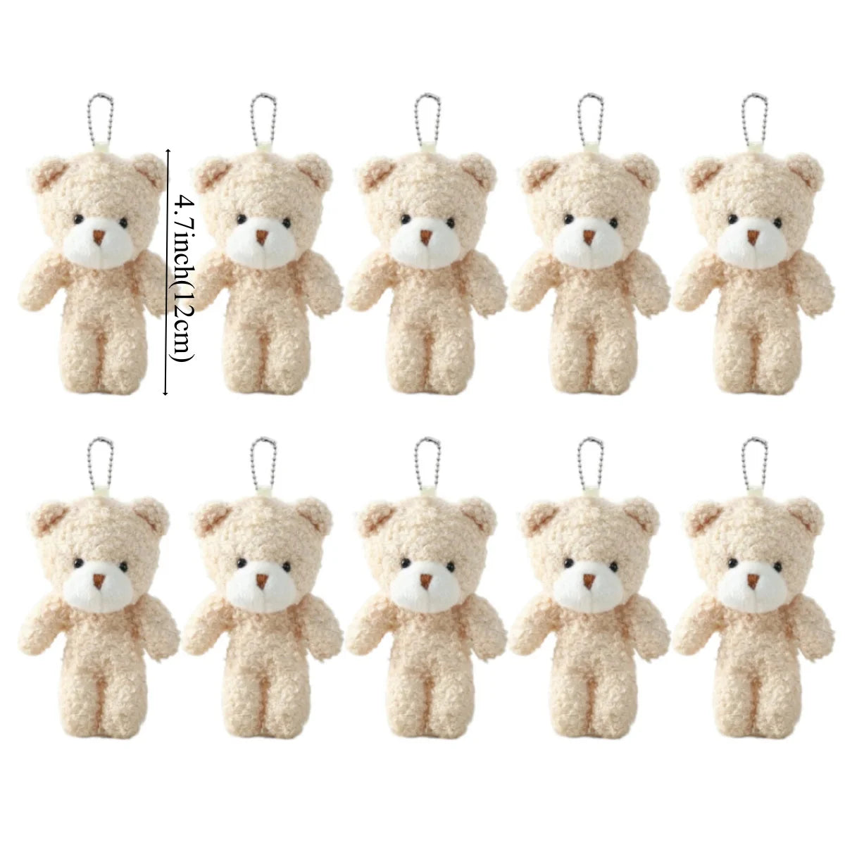 10Pcs/lot Plush Teddy Bears Toys 12cm Cute Animal Stuffed Dolls Kawaii Girl Blush Bear Keychain Christmas Birthday Party Gifts