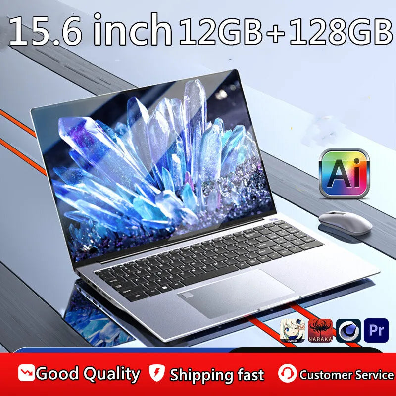 Windows 10 Laptop PC 15.6 INCH 12GB RAM DDR3L 128GB ROM Intel Celeron N5095 Keyboard Single Camera 1920*1080 IPS Screen WIFI
