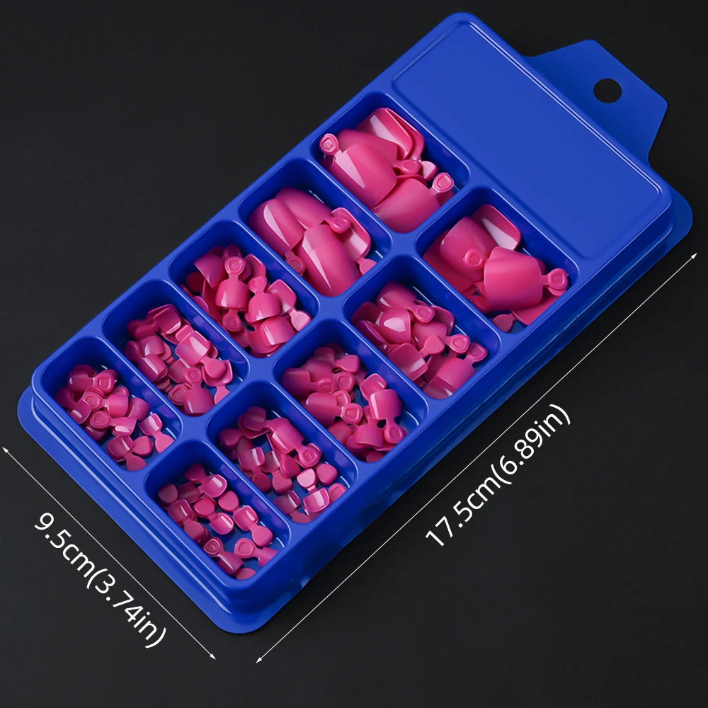 100Pcs Fake Toenail Natural Press On Toe Foot Rose Red Full Cover Square Nails Art Tips Artificial Acrylic Glossy False Toe Tips