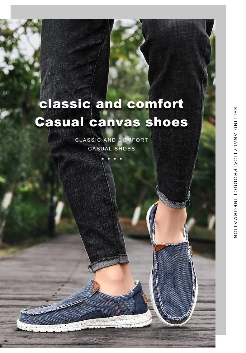 Summer Breathable Sneakers Men Canvas Shoes Slip On Loafers Men Comfty Casual Men Shoes Lightweight Flats Men Walking Zapatos