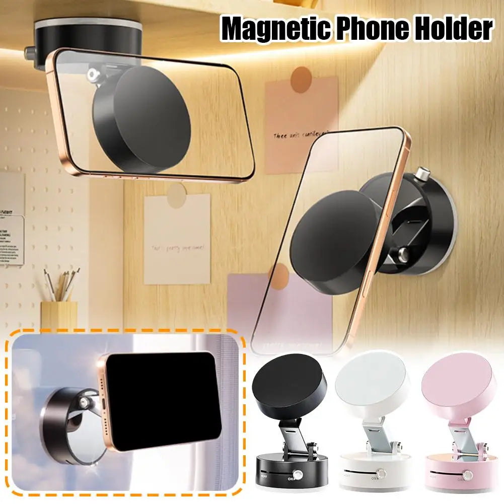 Vacuum Adsorption Magnetic Suction Cup Phone Mount Double Sided Hands-Free Magnetic Cell Phone Holder For Car/Gym/Mirror/Smoot