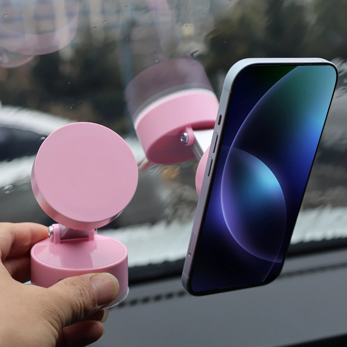 Vacuum Adsorption Magnetic Suction Cup Phone Mount Double Sided Hands-Free Magnetic Cell Phone Holder For Car/Gym/Mirror/Smoot