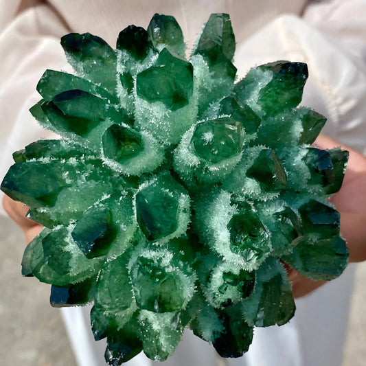 New Find green Phantom Quartz Crystal Cluster Mineral Specimen Healing