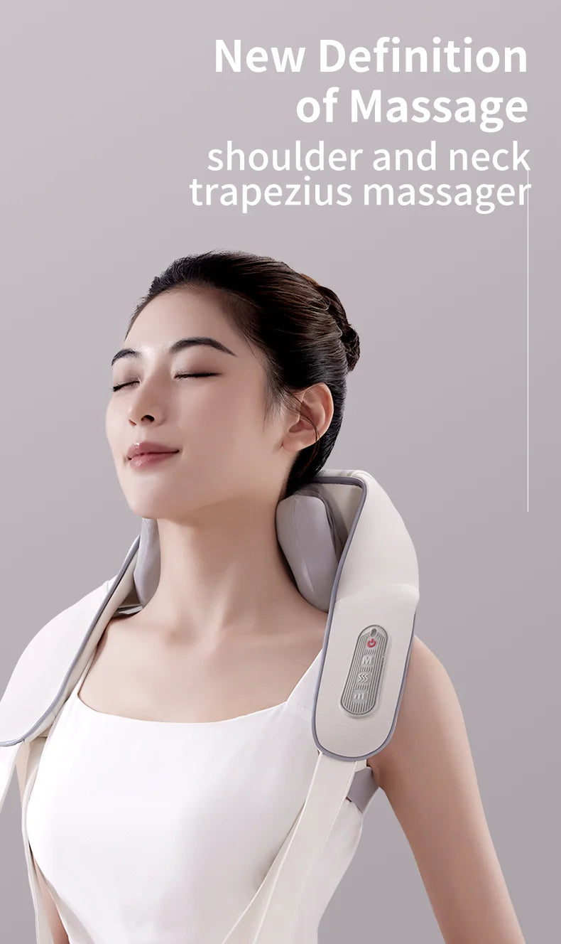 Shiatsu Back Shoulder and Neck Massager with Heat Cordless Deep Tissue 6D Kneading Massage Pillow Massage Shawl for Muscle Relax