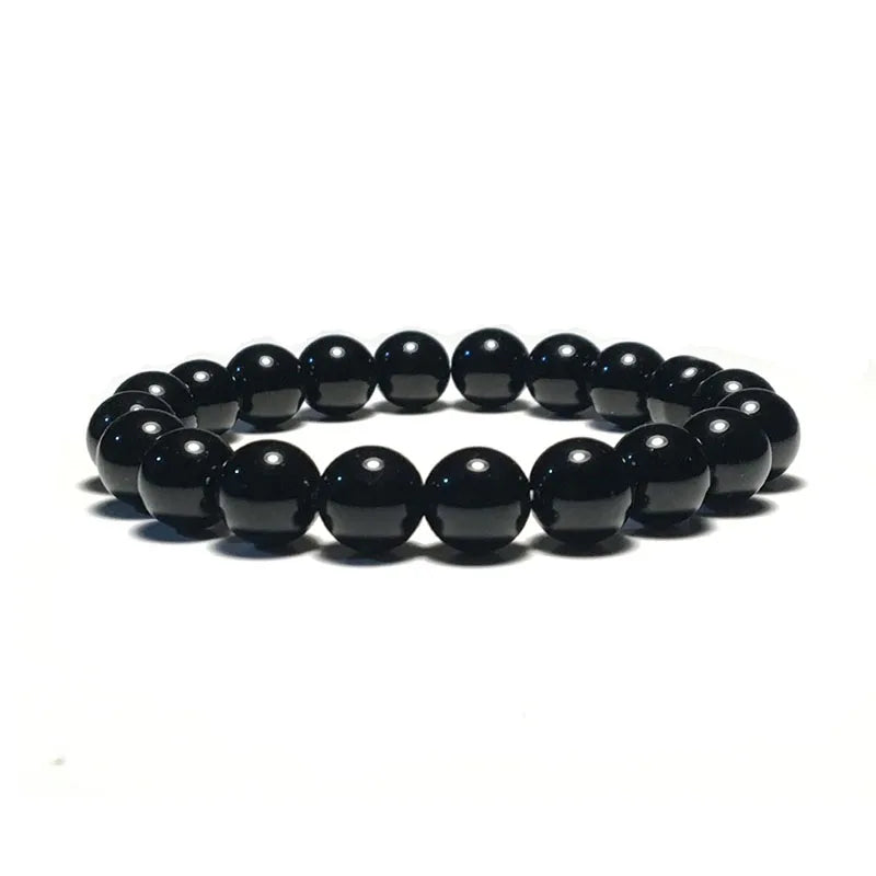 4/6/8/10/12mm Grade A Natural Obsidian Stone For Jewelry Making Black Shiny Round Loose Beads DIY Bracelet Necklace Wholesale