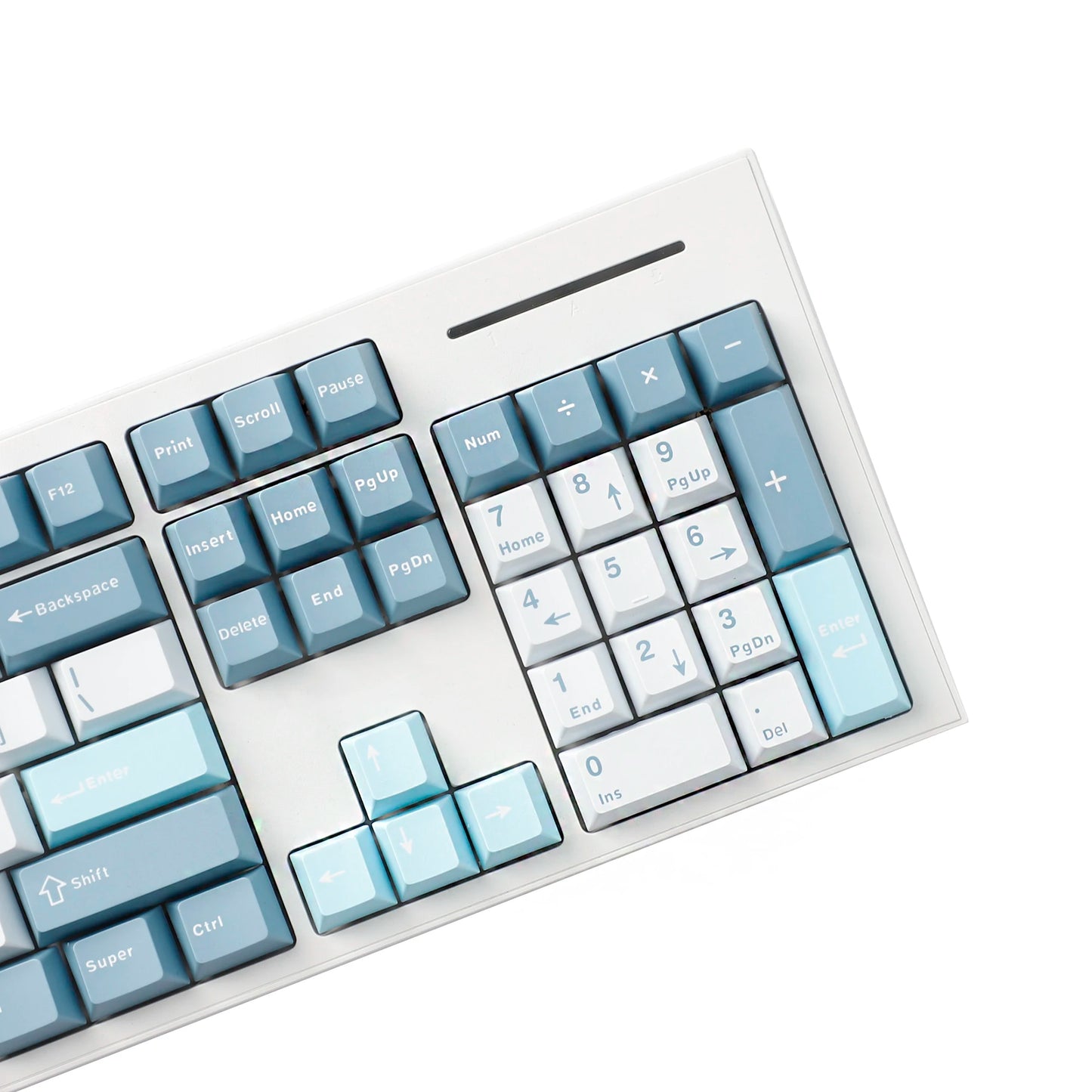 YMDK 126 Keys Cloud Lake White Blue Color Matching Double Shot Cherry Profile PBT Keycaps for Mx Mechanical Keyboard
