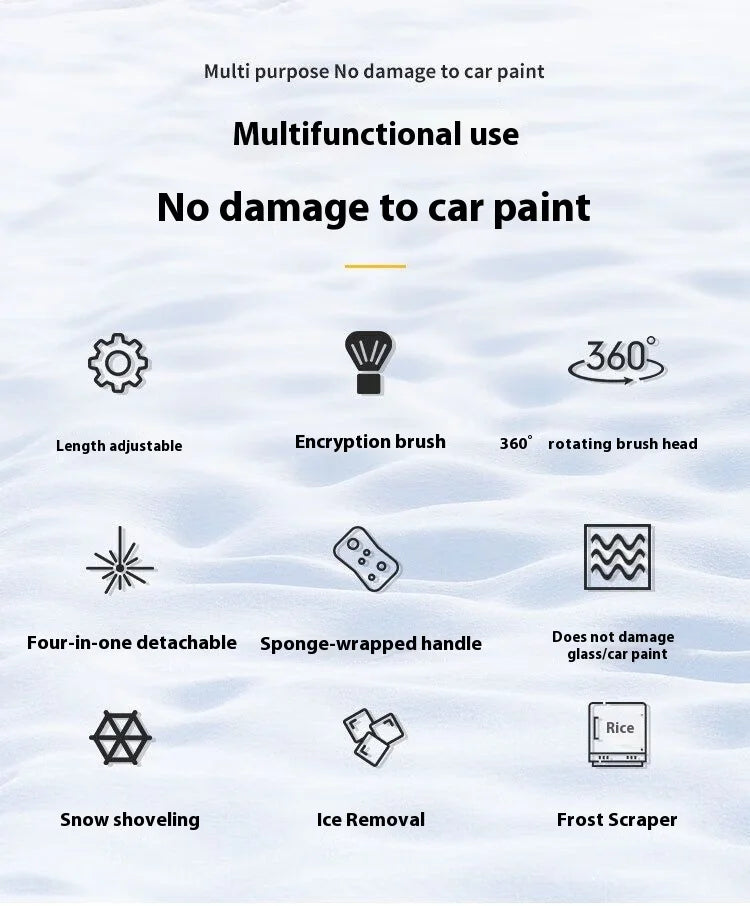 Snow Removal Brush, Car Snow Shovel, Ice Scraper, Snow Removal Tool, Defrosting Shovel, Snow Scraper, Four-In-One
