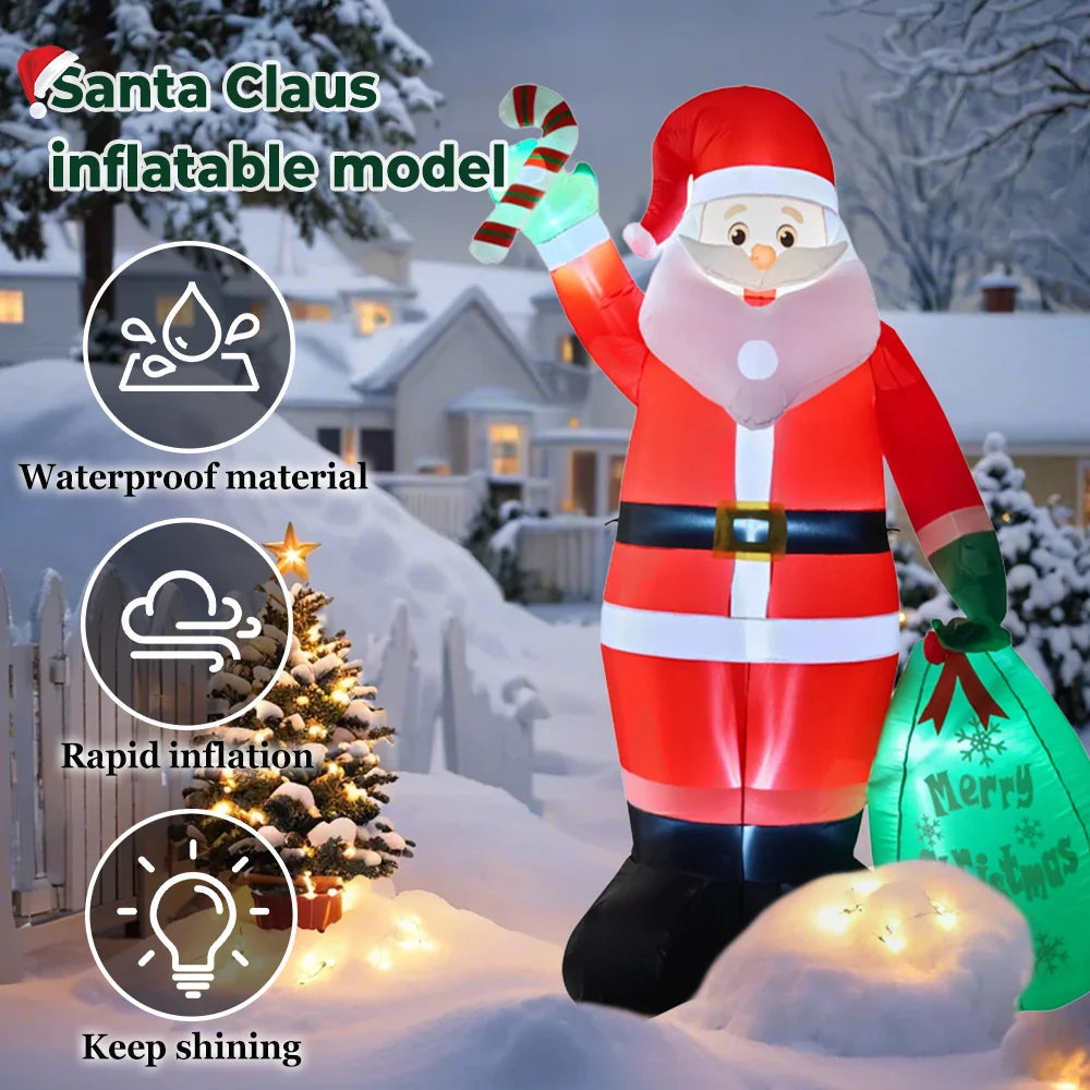 2025 Christmas inflatables Santa 240cm Glowing Santa Claus with LED Outdoor Home Cafe Decoration Party Garden Xmas Decor