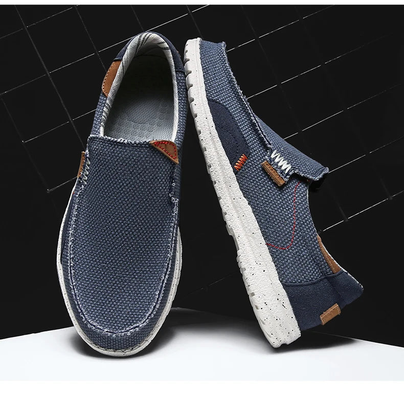 Summer Breathable Sneakers Men Canvas Shoes Slip On Loafers Men Comfty Casual Men Shoes Lightweight Flats Men Walking Zapatos