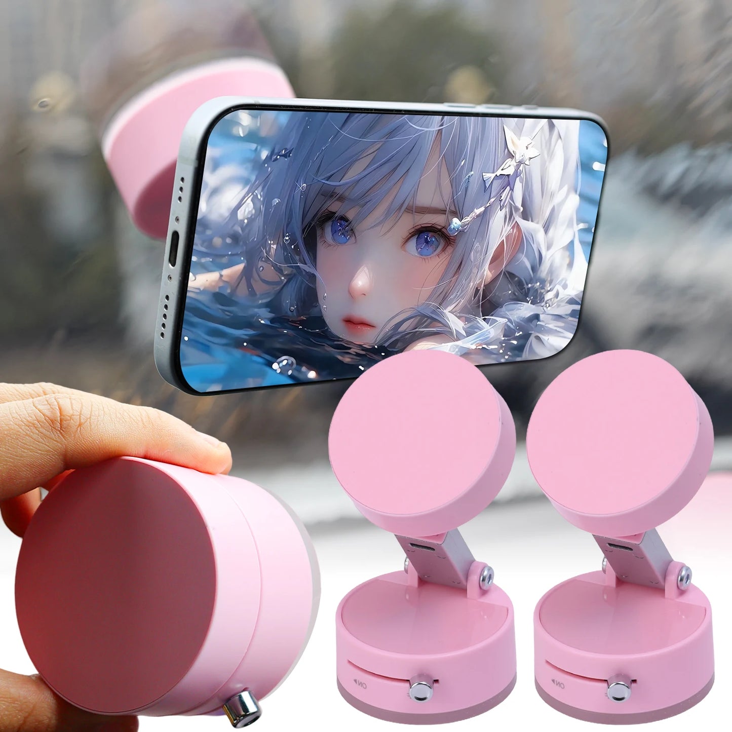 Vacuum Adsorption Magnetic Suction Cup Phone Mount Double Sided Hands-Free Magnetic Cell Phone Holder For Car/Gym/Mirror/Smoot