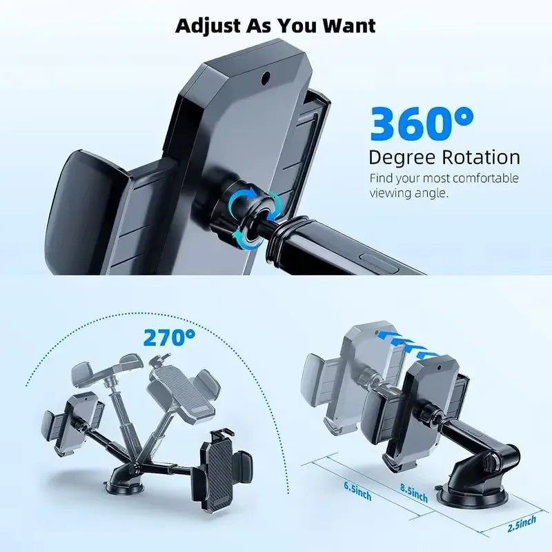 2025 NEW Universal Sucker Car Phone Holder 360° Windshield Car Dashboard Mobile Cell Support Bracket for Smartphones
