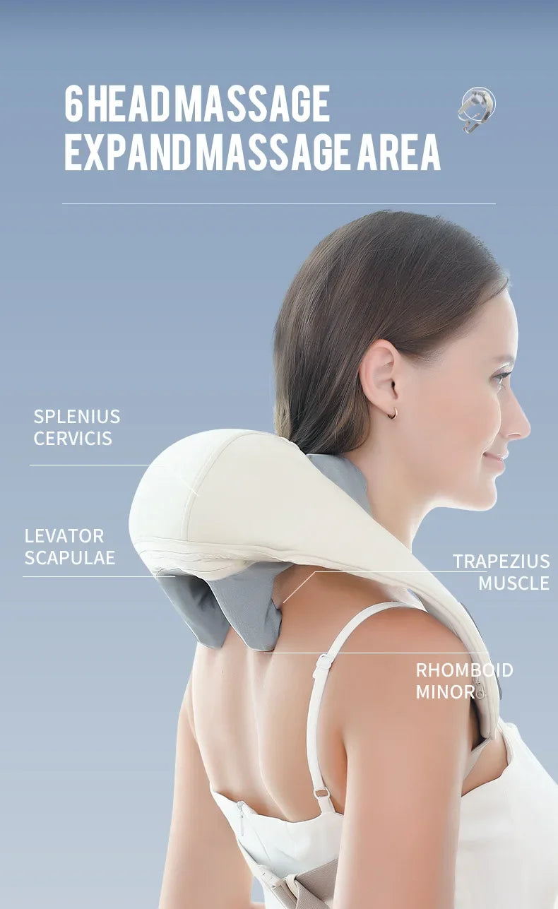 Wireless Neck And Back Massager Shoulder Kneading Massage Shawl Cervical Relaxing Trapezius Massager