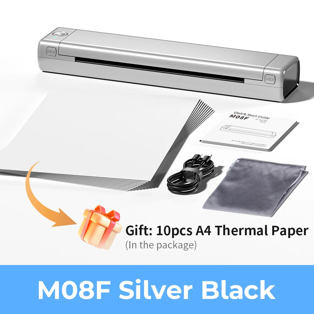 Phomemo M08F A4 Portable Thermal Printer 8.26"x11.69" A4 Thermal Paper Wireless Mobile Travel Printer Android iOS Laptop Printer