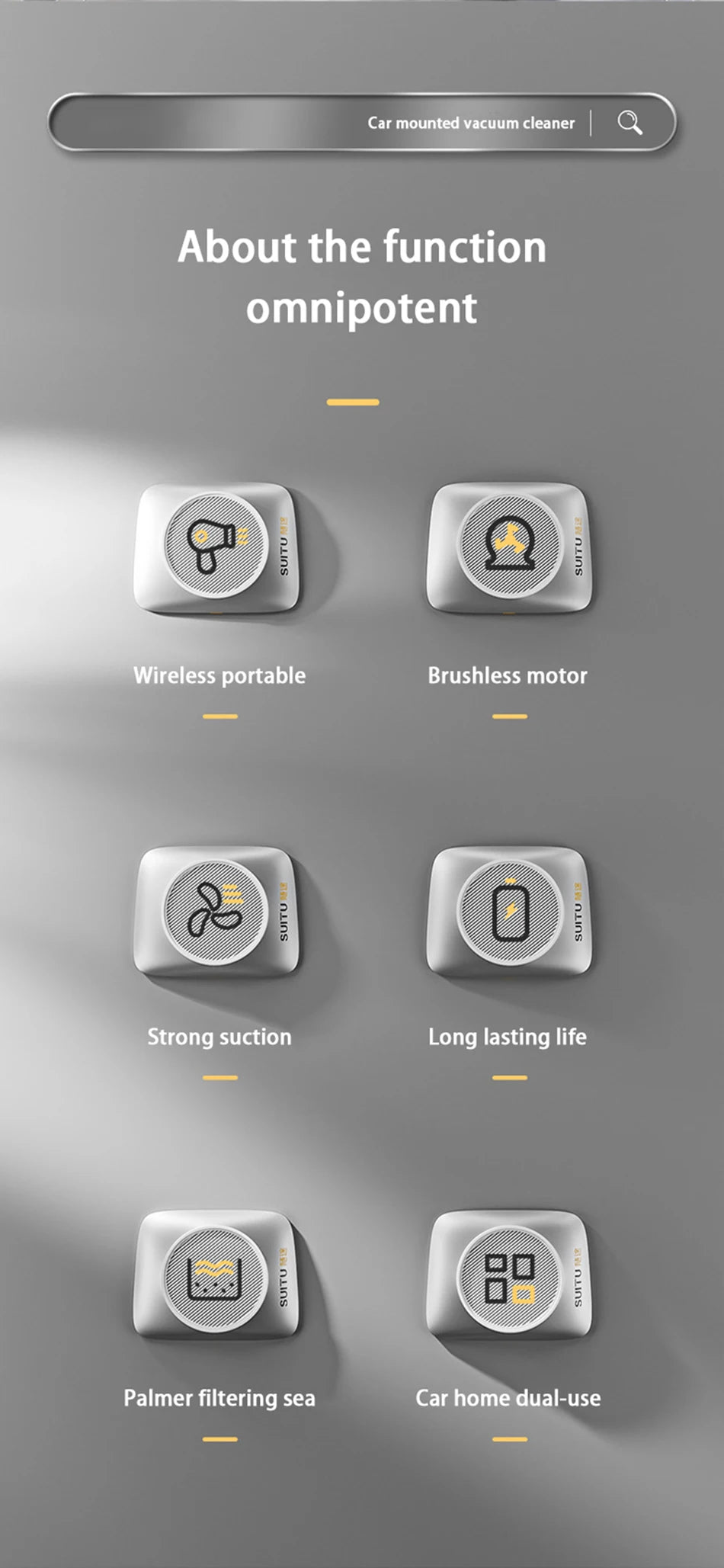 Wireless Car Vacuum Cleaner Strong Cordless Cleaner Suction Handheld Auto Vacuum Home&Car Dual Use MiniVacuum Cleaner Appliance