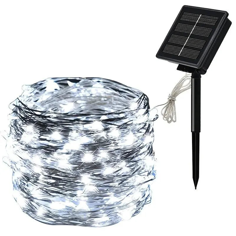 Solar Light String - 1 Set Outdoor Waterproof 8-Mode Copper Wire Fairy Lights for Garden & Christmas