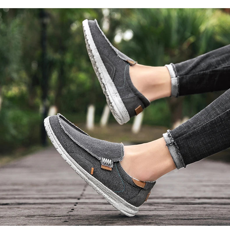 Summer Breathable Sneakers Men Canvas Shoes Slip On Loafers Men Comfty Casual Men Shoes Lightweight Flats Men Walking Zapatos