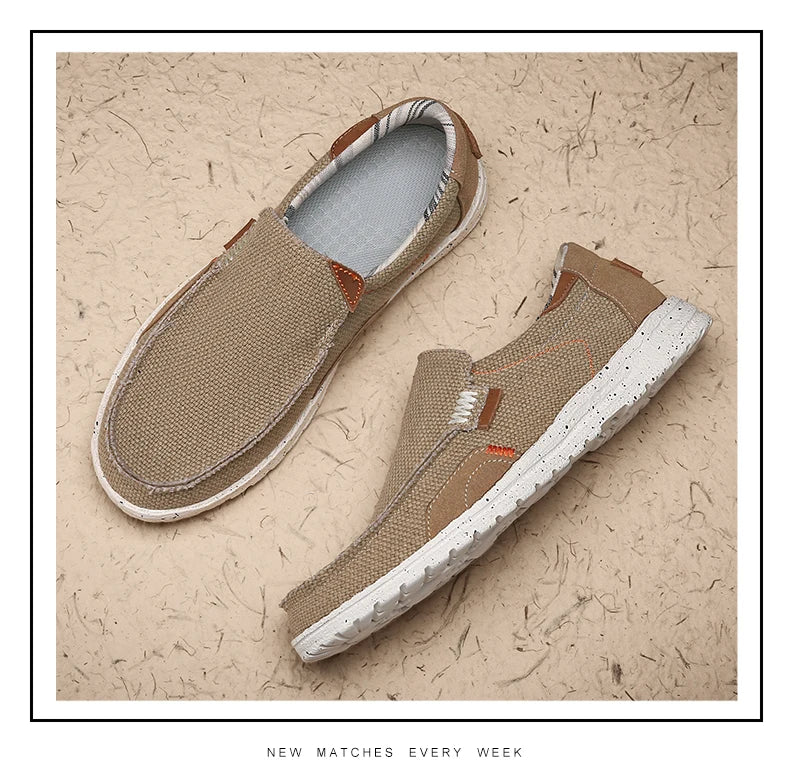 Summer Breathable Sneakers Men Canvas Shoes Slip On Loafers Men Comfty Casual Men Shoes Lightweight Flats Men Walking Zapatos