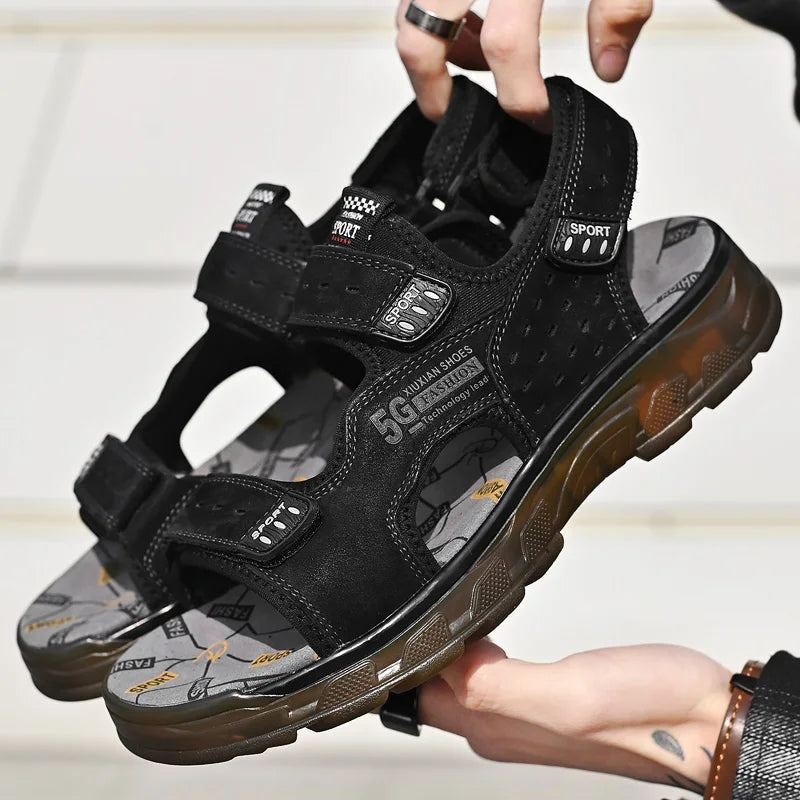 2023 Men Sandals Leather Men Summer Shoes Man Casual Comfortable Barefoot Sandals Men Pentoufle Homme Summer Sandals Men