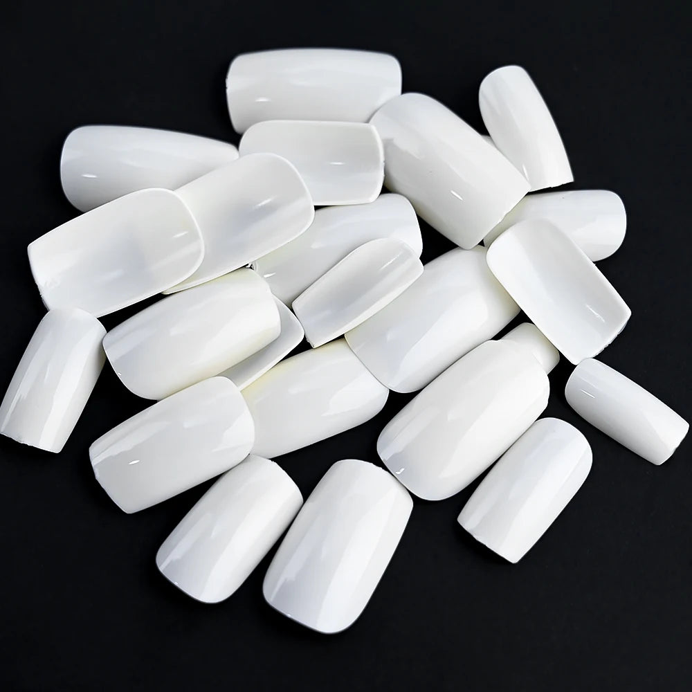 100Pcs Light Pink Press on Nails Short Medium Square Wearable Fake Nails Tips 10 sizes Full Cover False Nails Finger Decoration