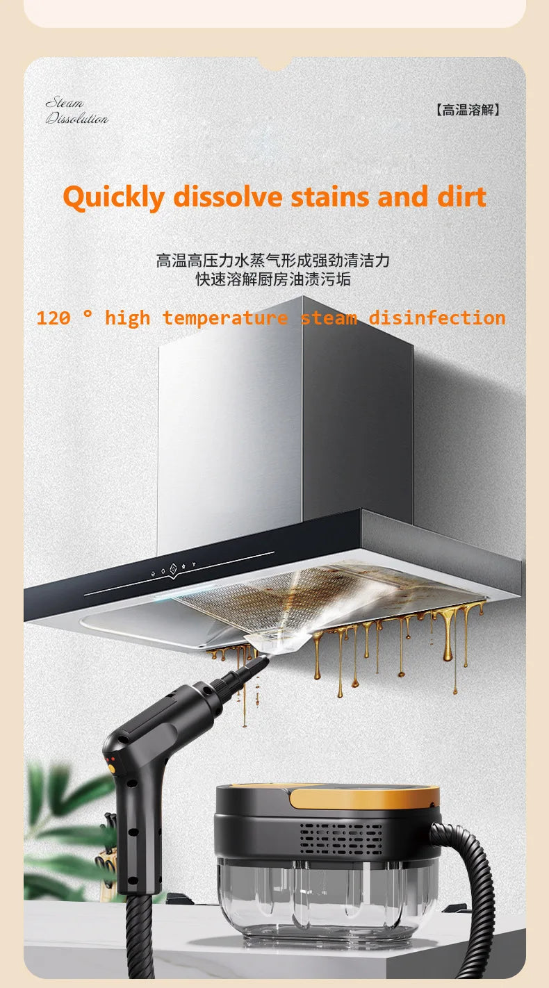 1.6L Handheld Steam Cleaner for Home, Multi-Purpose Portable Steamer for Floors, Tiles, Grout, Carpet, Windows 2500W Powerful